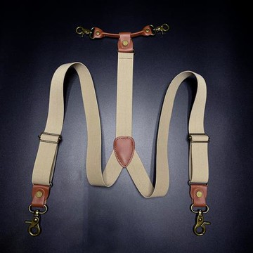 掛鉤背帶厚實男款吊褲帶鉤扣防掉中老年吊褲用帶休閑百彈性松緊帶