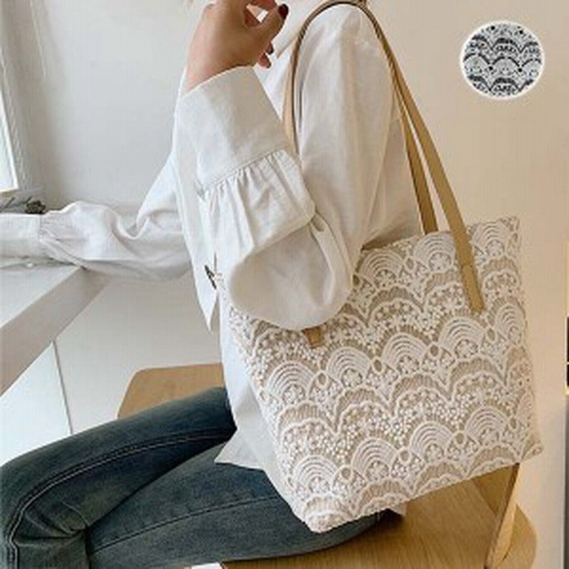 バッグ ショルダー レディース 鞄 レース カバン 大きめ 大容量 大人可愛い おしゃれ ママバッグ 日常 通勤 ベージュ ブラック 通販 Lineポイント最大get Lineショッピング