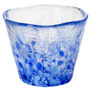津輕 手作雲海清酒杯 50ml  透明/藍色  1個