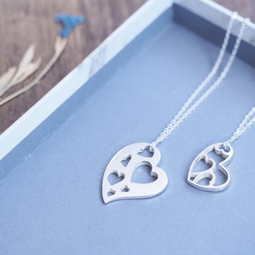 2件套）蝴蝶心對項鍊銀925