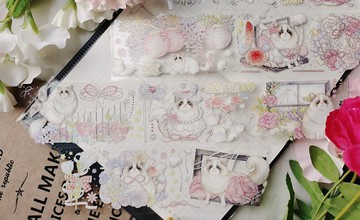 花田喵事 PET 和紙膠帶 鐳射銀 台灣自己印/台灣大年10米卷