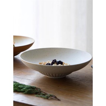 白色磨砂手工做舊北歐粗陶意面盤圓形盤 粗陶湯盤景德鎮手工盤