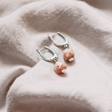 【環保 耳環】顯 - 瑩白珠寶鍍金耳圈耳環/ 純手工 / 禮物 / 推薦