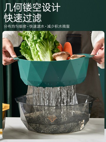 洗菜盆瀝水籃輕奢水果盤客廳家用洗菜神器淘菜籃子創意雙層濾水筐