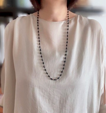 縞瑪瑙 水滴形切割 長項鍊 可改為眼鏡繩