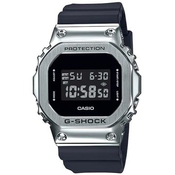 CASIO卡西歐 G-SHOCK 經典造型金屬外殼 黑X銀(GM-5600-1)