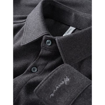 輕奢秋冬季毛呢料保暖灰色襯衫男長袖修身刺繡休閑男士免燙襯衣男