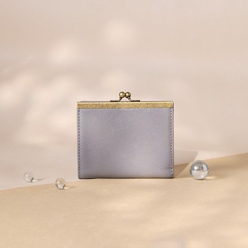 【聖誕禮盒】義大利高級小羊皮/手作皮件/口金短夾-鉛灰