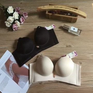 小胸A杯文胸少女士無痕無鋼圈零約束舒適中厚透氣深V不空杯女內衣