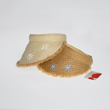 【好物推薦】甜美雛菊抽鬚草編遮陽帽(兩色；F)