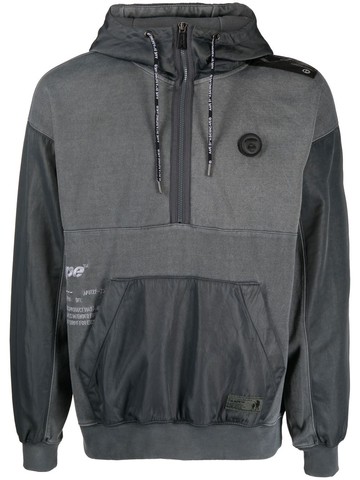 AAPE BY *A BATHING APE® - half-zip logo hoodie - men - Cotton/Nylon/Polyester - S - Grey
