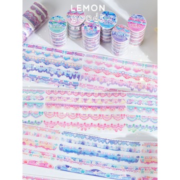 🍋檸檬青🍋新款現貨特價售完無補夢幻星野系列6款9cm*2m自帶離型紙寬版花邊造景紙膠帶貼紙手帳裝飾素材