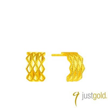 【Just Gold 鎮金店】菱韻-寬 黃金耳環 (網路限定)