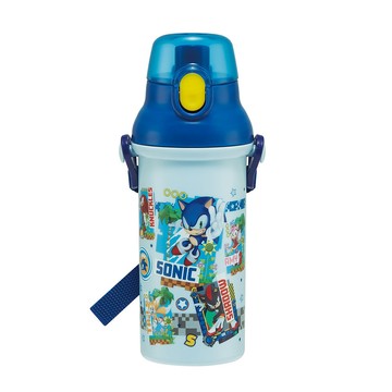 百科良品 日本製 音速小子SONIC 彈蓋直飲水壺 隨身瓶 抗菌加工 480ML(附背帶)