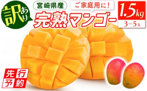 宮崎特産品 「訳あり」宮崎県産完熟マンゴー1.5ｋｇ（3玉～5玉）_M275-005