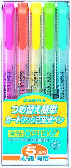 【利百代】斑馬 OPTEX2 環保螢光記號筆 5色袋 WKT4-5C