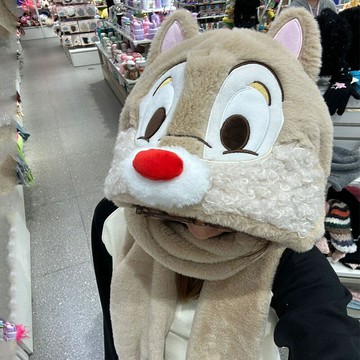 新品上市!!熱門爆品！！奇奇蒂蒂圍巾連帽子一體秋冬季毛絨騎車保暖防寒防風毛絨可愛圍脖