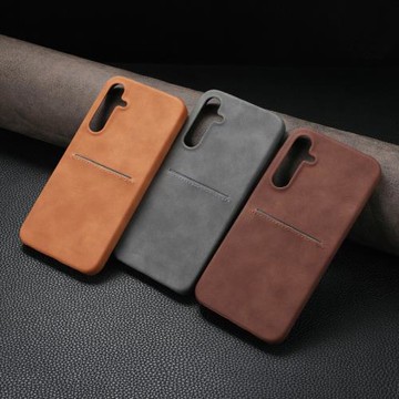 ins復古皮紋商務插卡適用三星a55手機殼a15/a25/a35插卡皮套a34/a54半包硬殼s24ultra簡約男女s23ultra