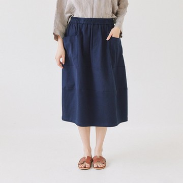 【Simply Yours】棉質拼接半身裙 藍F
