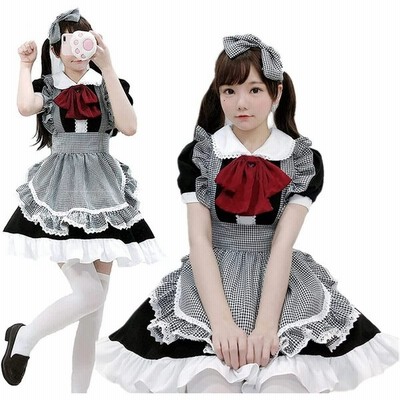 メイド服 チェック 可愛い Sサイズ 大きいサイズ メイド コスプレ ロリータ ワンピース フリル エプロン 赤リボン 黒 ハロウイン 衣装 通販 Lineポイント最大get Lineショッピング