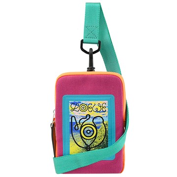 LOEWE Eye/LOEWE/Nature 撞色帆布斜背手機包.紫紅/橘