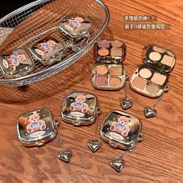 甄選好物🌈正品可愛到犯規!小熊愛心掛件四色眼影臥蠶啞光閃盤珠光大地飽和