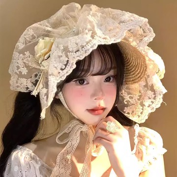 免運🌞春夏季森系洛麗塔公主帽女草編蕾絲草帽法式復古防曬遮陽太陽帽子漁夫帽 素面遮陽帽 防曬帽 抗uv 穿搭必備 學生帽