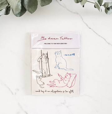 | 貓在等我回家 | 2入紋身貼紙  三貓 動物系 花草系微刺青