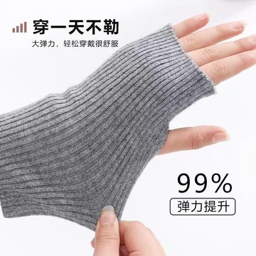 🛒臺灣24h🌳秋冬手套女可愛騎行半指手套露指韓版保暖百搭半截無指護腕女手腕