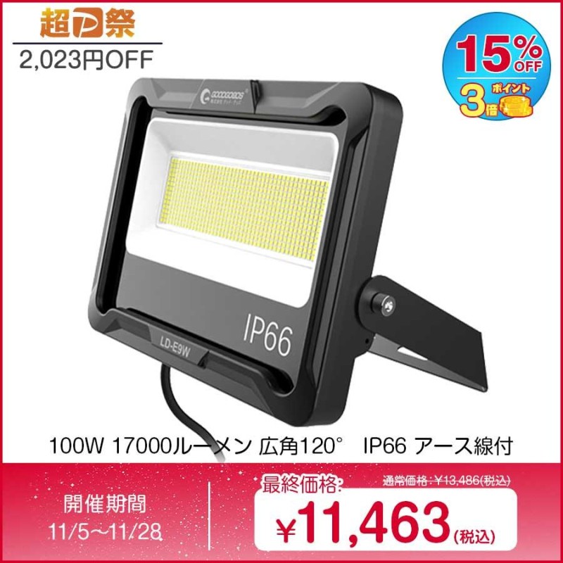 グッドグッズ グッド・グッズ 100W LED 投光器 昼白色 100V対応 IP66