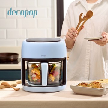 【decopop】智能觸控美型玻璃氣炸鍋 4.5L大容量 (智能控溫/不沾油好清洗/360度均勻加熱) DP-107