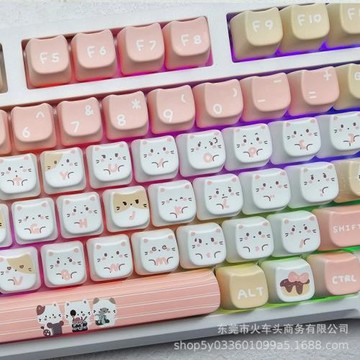 喵咪鍵帽可愛海鹽白粉黑粉MAO高度貓貓頭個性PBT2.25U2.75U7U空格
