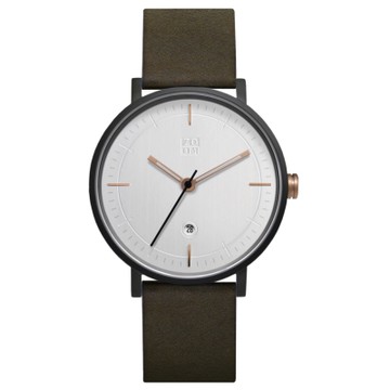 ZOOM STAGE 3864 實踐者旅人植鞣皮革手錶(ZM3864)-銀白/42mm