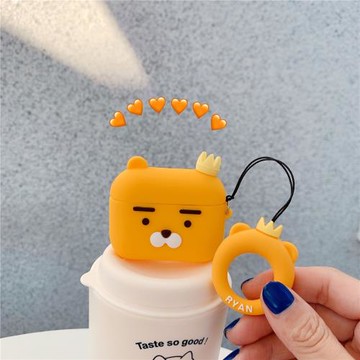 kakaofriend萊恩適用蘋果3耳機殼保護套AirPodsPro12代ryan屁桃軟APEACH粉腌蘿卜蘋果耳機殼暴走鴨