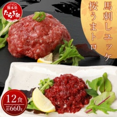 馬刺し ユッケ・桜うまトロ 12食セット 計約660g(多良木町)