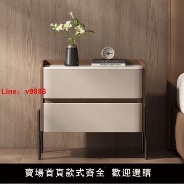 【台灣公司 可開發票】全實木床頭柜家用臥室輕奢高級感現代簡約置物架收納柜拼色床邊柜