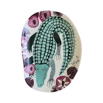 日本 moritaMiW 置物小瓷盤/小皿/小碟-睡蓮川的鱷魚 約10.8×14.6×1.5cm (JN108-502-00-05)