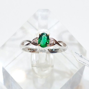 寶麗金珠寶-天然祖母綠K金真鑽戒指