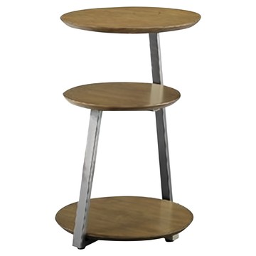 Hampton 漢汀堡 萊頓三層圓茶几 全實木桌面 鐵製桌腳 桌面可無線充電  銀灰色  1個