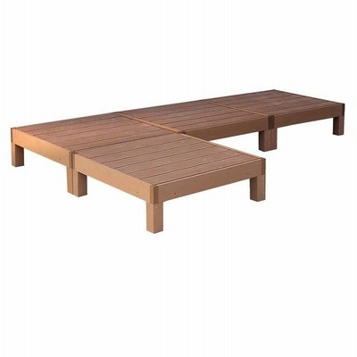 人工木ウッドデッキ ecofeel 4台 ライトブラウン 縁台 縁側 DIY キット 腐らない ベランダ PWDE-4P-LBR