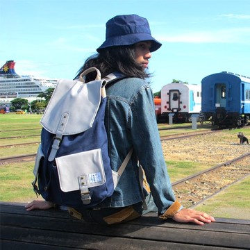 日系自然風藍色後背包【am-0249】