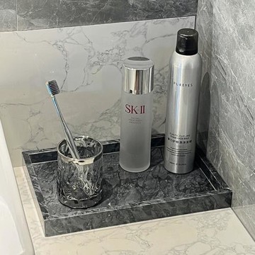 浴室洗漱臺置物架洗臉臺化妝品盒收納衛生間洗手臺桌面大理石托盤