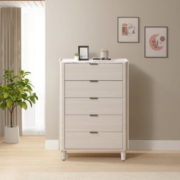 直人木業-ROLA極簡風白榆木圓邊五斗櫃80公分