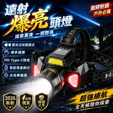 品質保證🏅續航40H 感應強光頭燈 爆亮頭燈 修車工作燈 充電頭燈 防水戶外頭燈 LED頭燈 工作燈 露營燈 照明燈