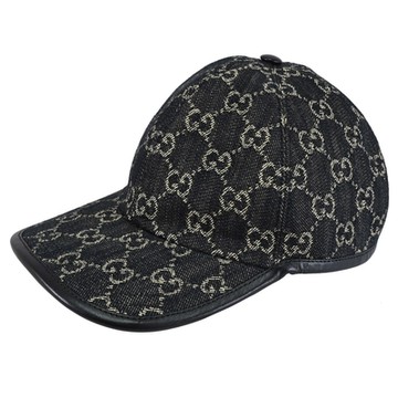 GUCCI 古馳  經典緹花帆布時尚造型棒球帽/遮陽帽(黑)