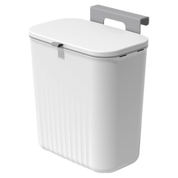 9L防臭垃圾桶 PP材質  壁掛式帶蓋  白色