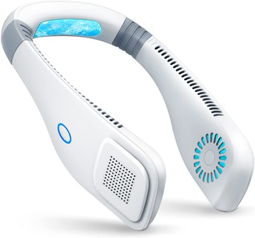 【日本代購】【快速冷卻頸部風扇】 掛脖風扇無翅膀頸部冷卻器便攜風扇USB充電式強力物理冷卻3檔風量調節2600mAh大容量電池長時間使用郊遊觀看體育比賽戶外防中暑禮物父親節禮物(白色)