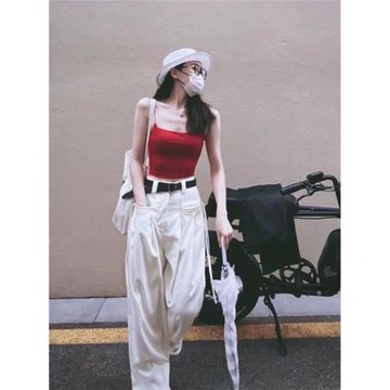 夏季新款港風小吊帶背心女休閑百搭裹胸外穿歐美抹胸辣妹打底上衣