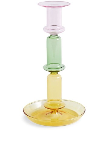 HAY - Flare colour-block candle holder - unisex - glass - One Size - Yellow