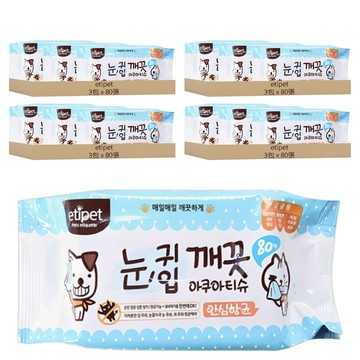 etipet 寵物眼耳清潔水潤紙巾  80張  12包